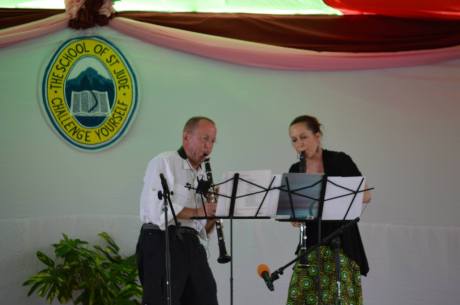 Michele and I Performing for a Graduation at St. Jude's Secondary School Last Week
