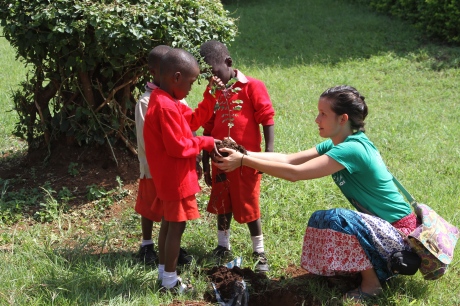 Jordyn and the Kids Planting a Mpingo Tree